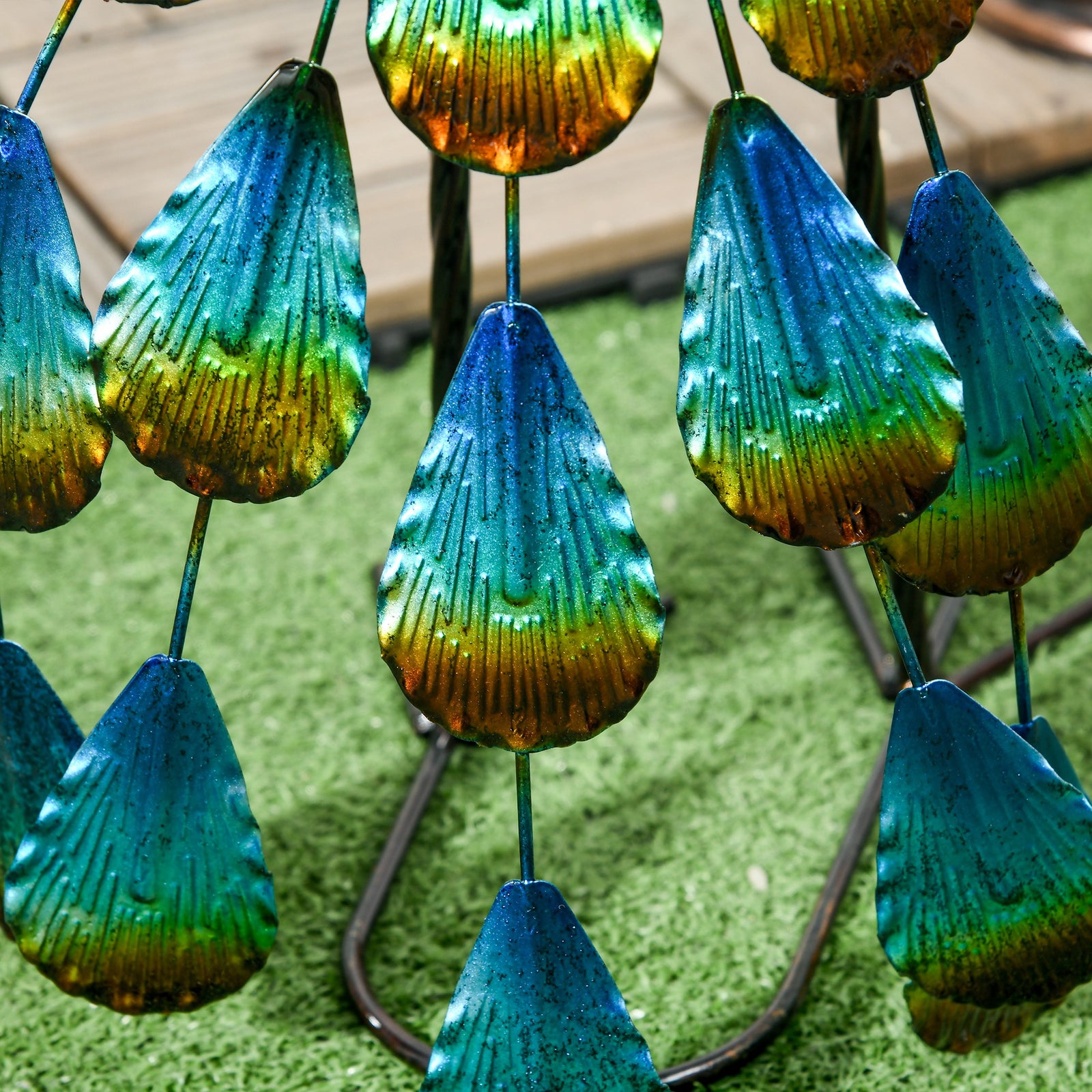 59cm Peacock Garden Statue, Steel Lawn Decor, Gift