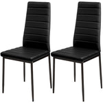 Set Of 2 Modern Faux Leather Armless High Back Dining Chairs | Set of 2 | Black
