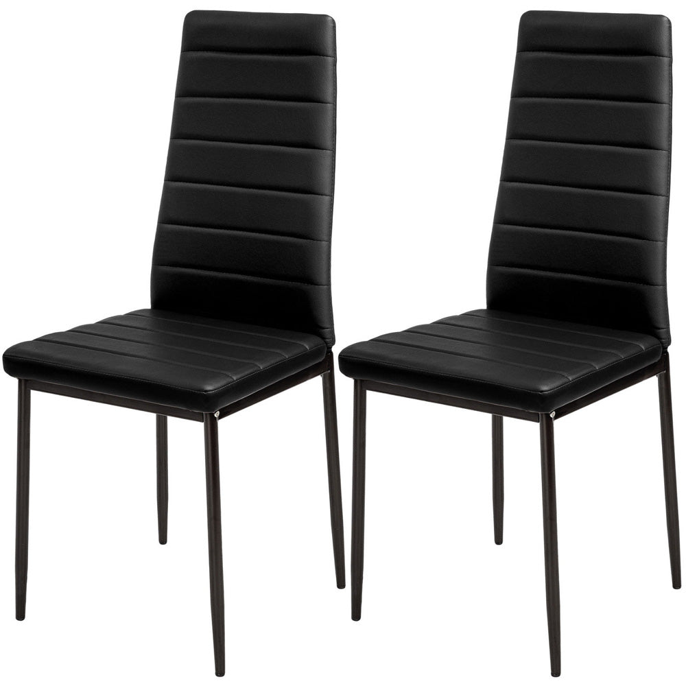 Set Of 2 Modern Faux Leather Armless High Back Dining Chairs | Set of 2 | Black