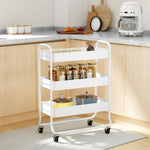3-tier Storage Trolley, Storage Cart With Mesh Backets, Wheels | White