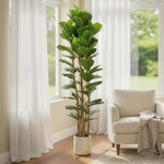 HOMCOM Artificial Fiddle Leaf Fig Tree With Solid Wood Trunks