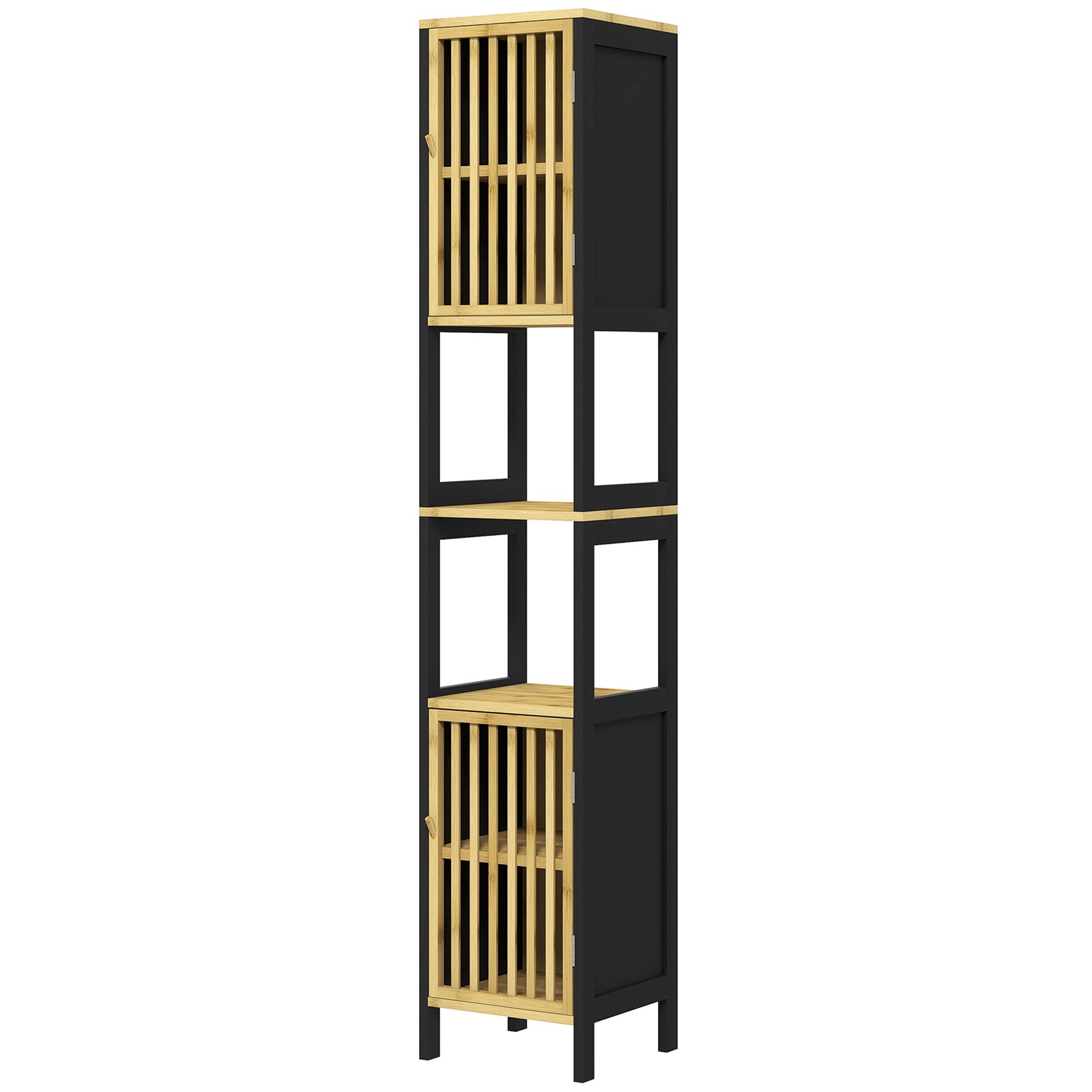 Tall Bathroom Cabinet Bamboo With Adjustable Shelves