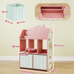 Kids Bookshelf With Storage, Toy Storage Unit For Playroom | Pink
