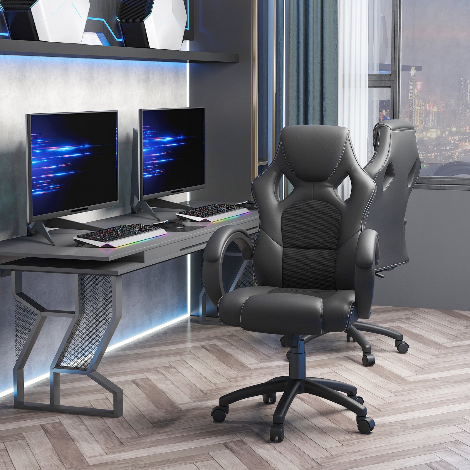 Racing Gaming Office Chair Pu Leather | Black