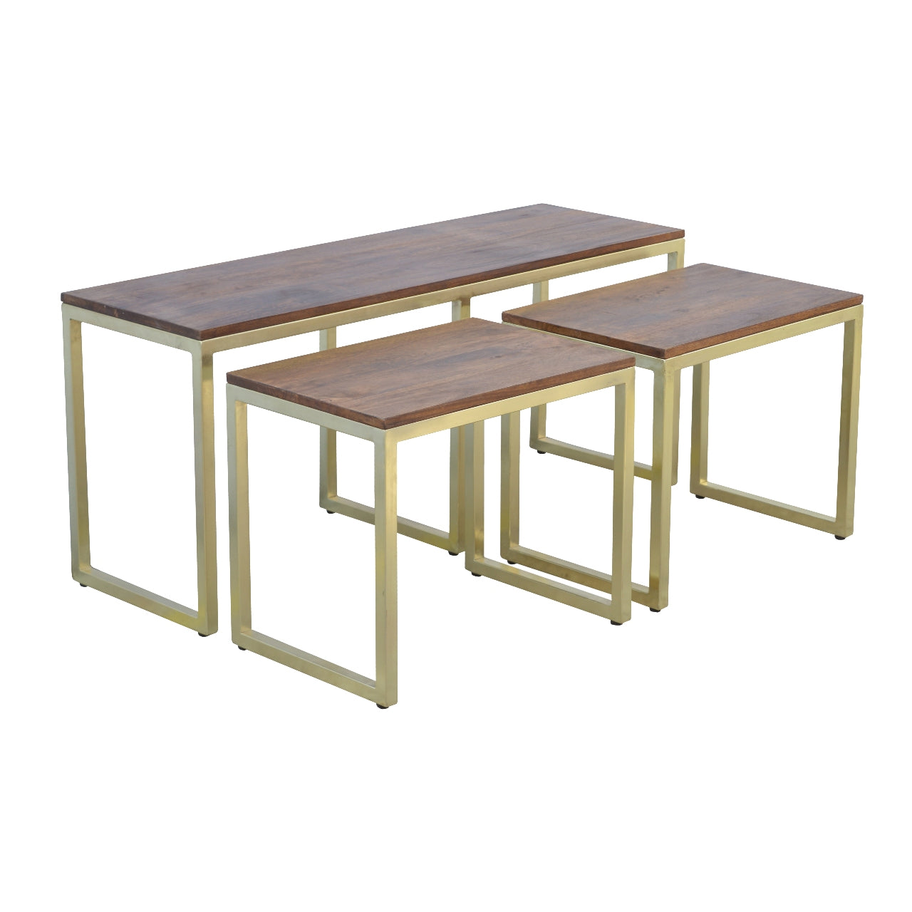 Solid Wood Chunky Gold Table Set Of 3