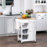 Storage Trolley With Wood Top, Shelves, Drawer
