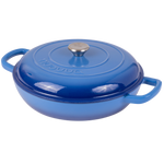 Shallow Cast Iron Casserole Pot With Lid  - 30cm , 3.7-quart | Dark Blue