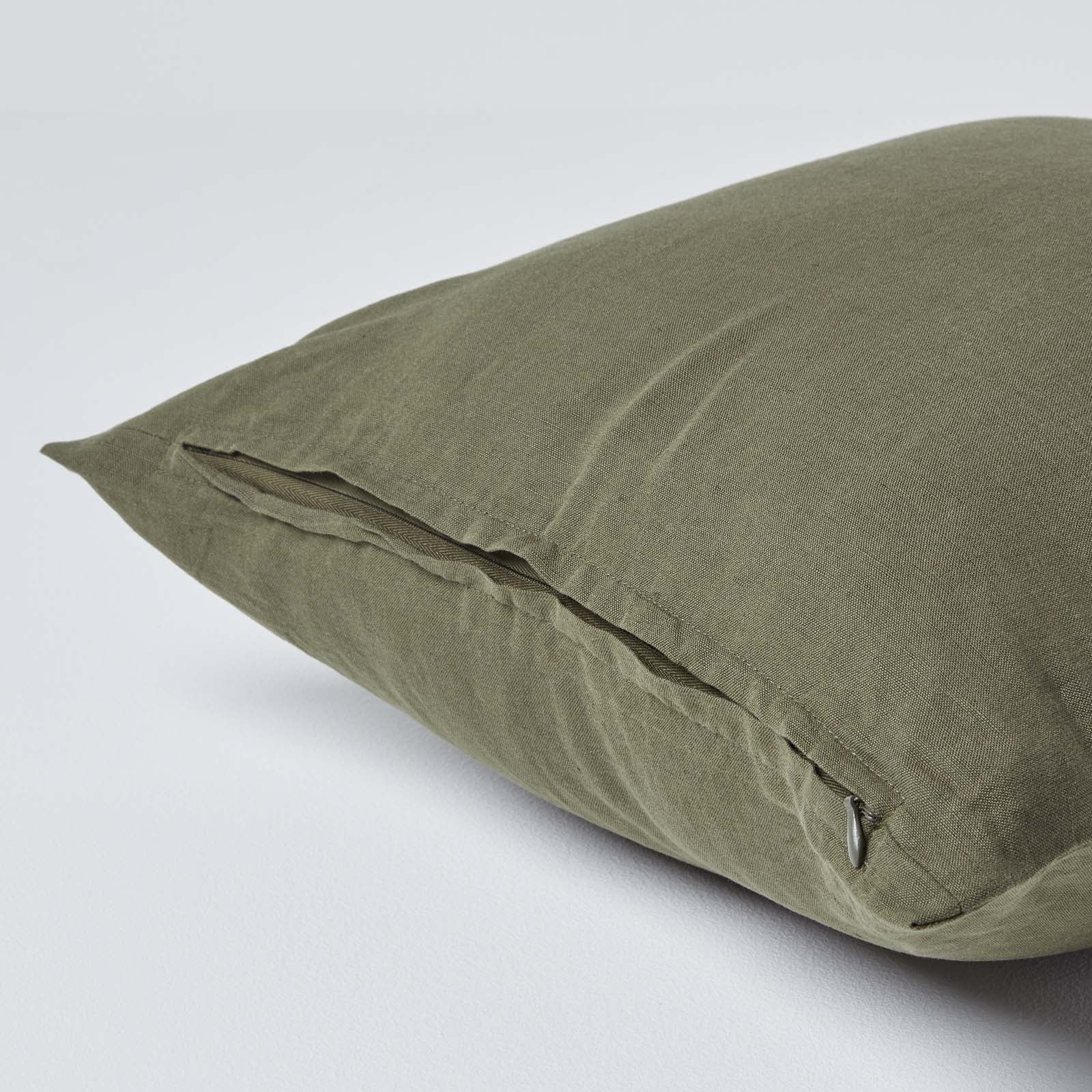 European Size Linen Pillowcase | 40cm x 40cm | Khaki Green