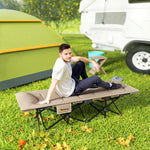 Folding Camping Bed With Cushion | Khaki