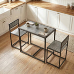 3 Piece Dining Table Set With Metal Frame | Charcoal Grey