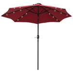 2.7m Patio Led Umbrella W/ Tilt/crank | Red