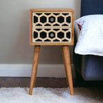 Solid Wood Mini Bone Inlay 2 Drawer Bedside