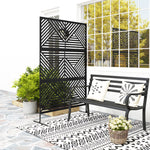 Decorative Outdoor Divider Privacy Panel W/ Stand, Rhombus