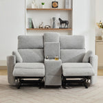 Powell 2 Seat Rocker Recliner Sofa With Centre Console | Light Grey