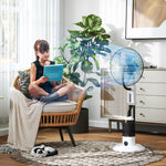 HOMCOM Spray Misting Fan, Floor Fan With Water Mist Spray And 3 Speeds
