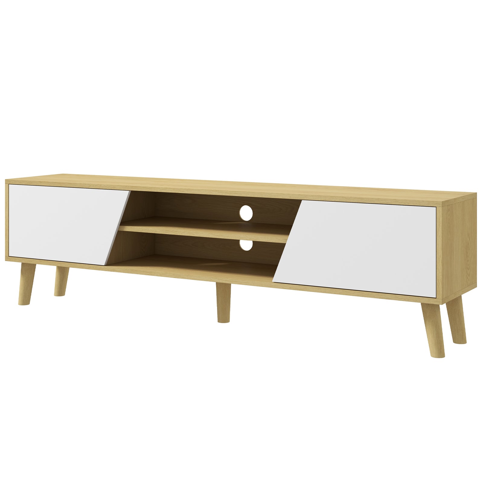 Tv Unit For Tvs Up To 65" With Shelves Oak
