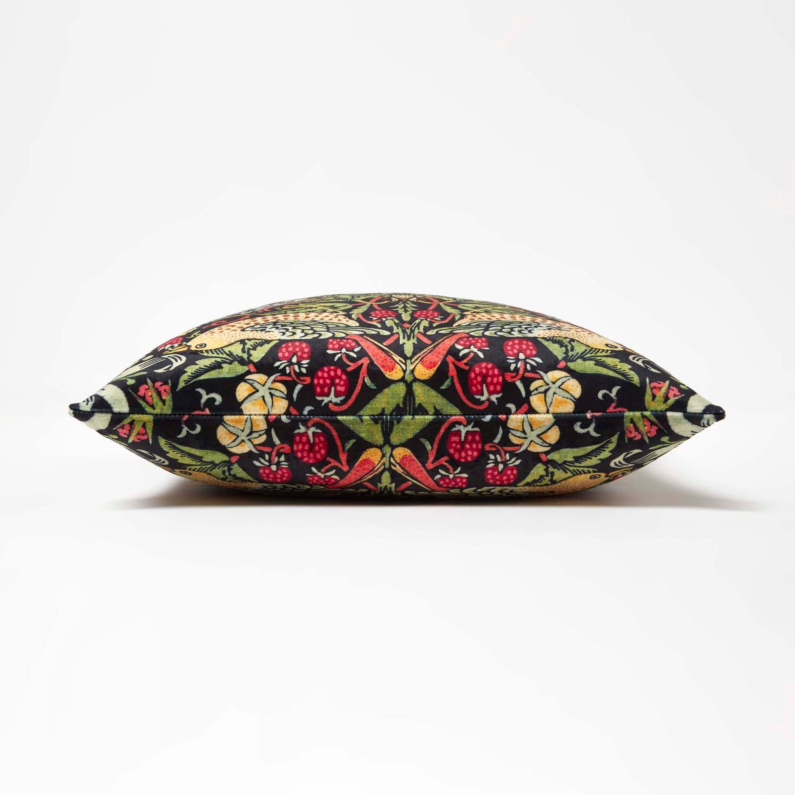 William Morris Strawberry Thief Velvet Cushion | 45cm x 45cm | Navy Blue