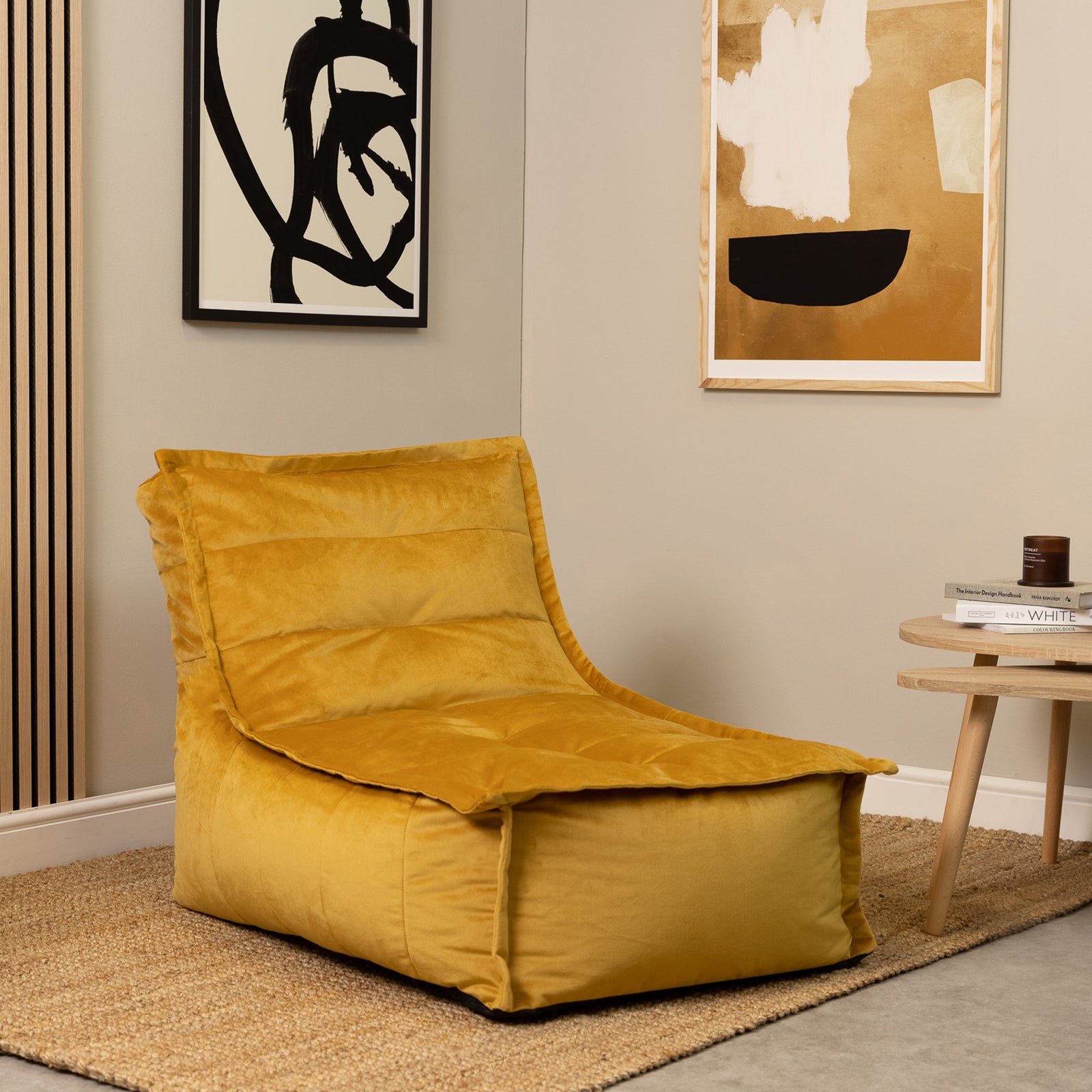 Dolce Velvet Bean Bag Lounger | Yellow
