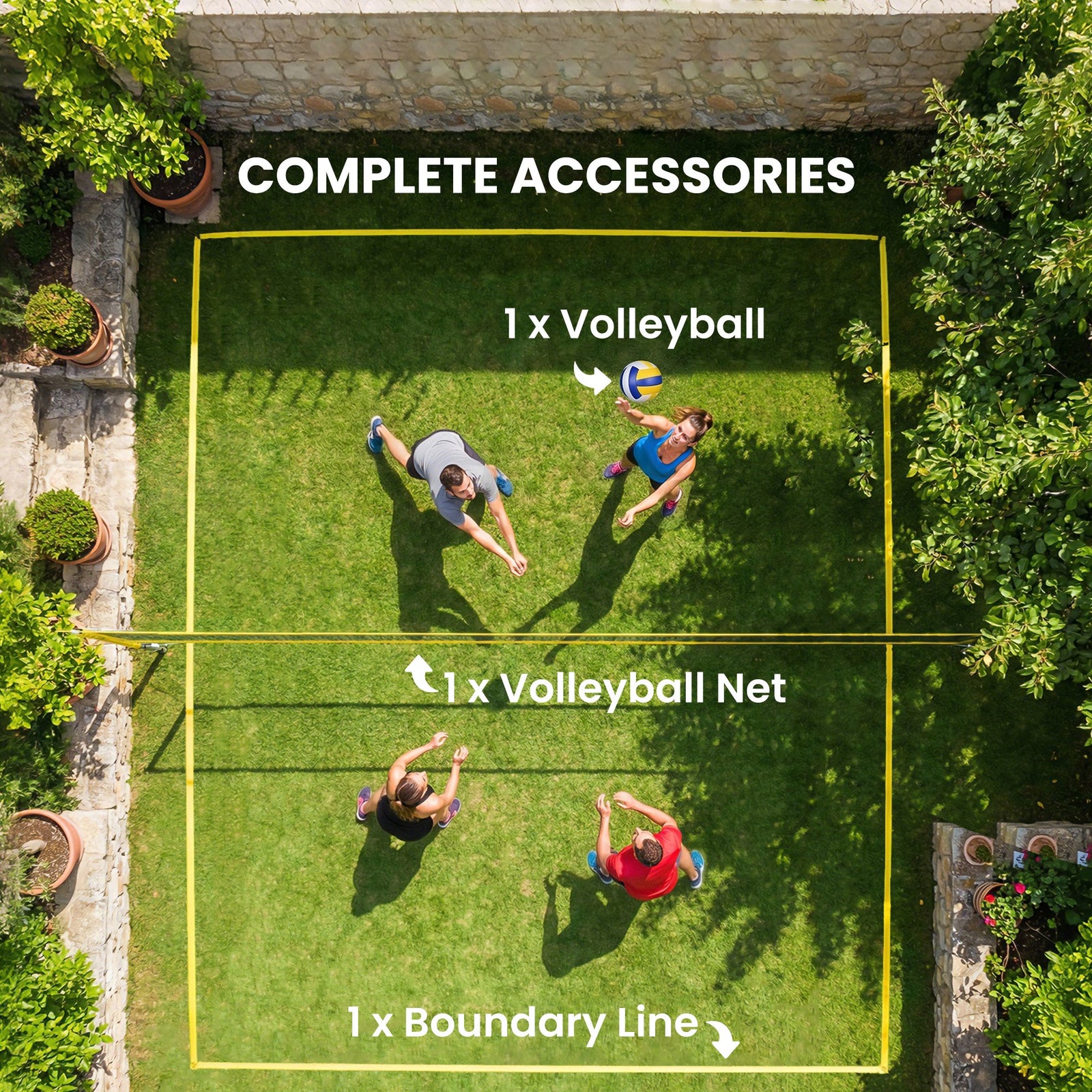 SPORTNOW Portable Volleyball Net Set With Adjustable Height Steel Poles