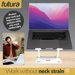 Laptop Stand Adjustable Portable Riser, Foldable Aluminium Holder For Macbook Airpro And 11 To 17 Inch Laptops | White