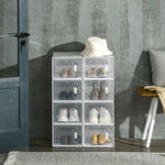 8pcs Clear Plastic Shoe Storage Box For Uk/eu Size 8.5/43