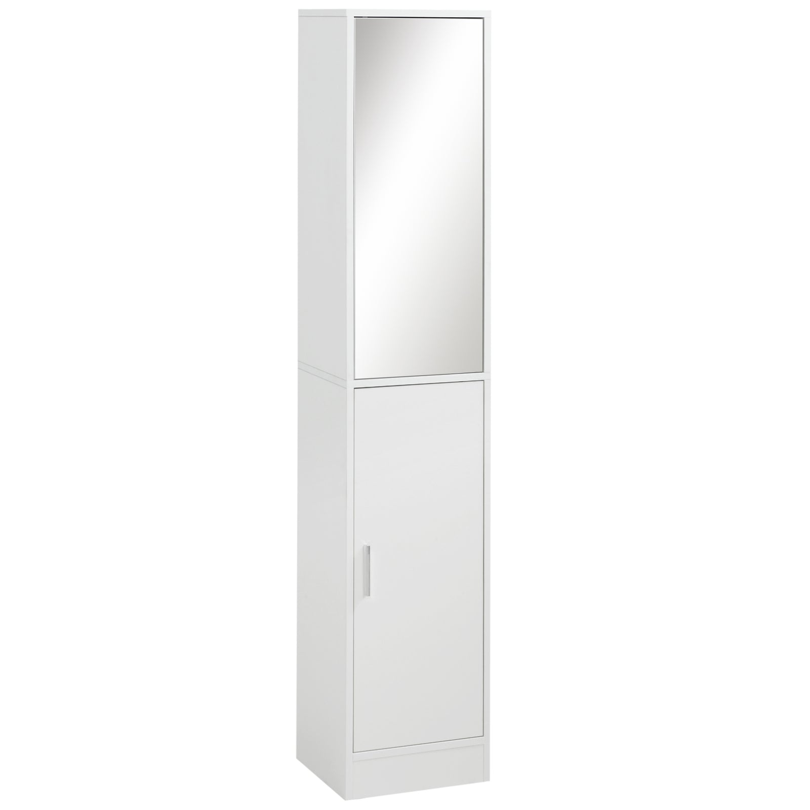 Tall Mirrored Bathroom Cabinet Tallboy Unit Adjustable Shelf