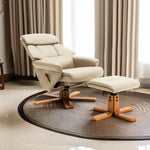 Swivel Faux Leather Lounge Recliner With Footstool