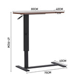 Overbed Table With Wheels, Small Standing Desk, 80 X 40 Cm Tabletop, 67-91cm Adjustable Height | Walnut