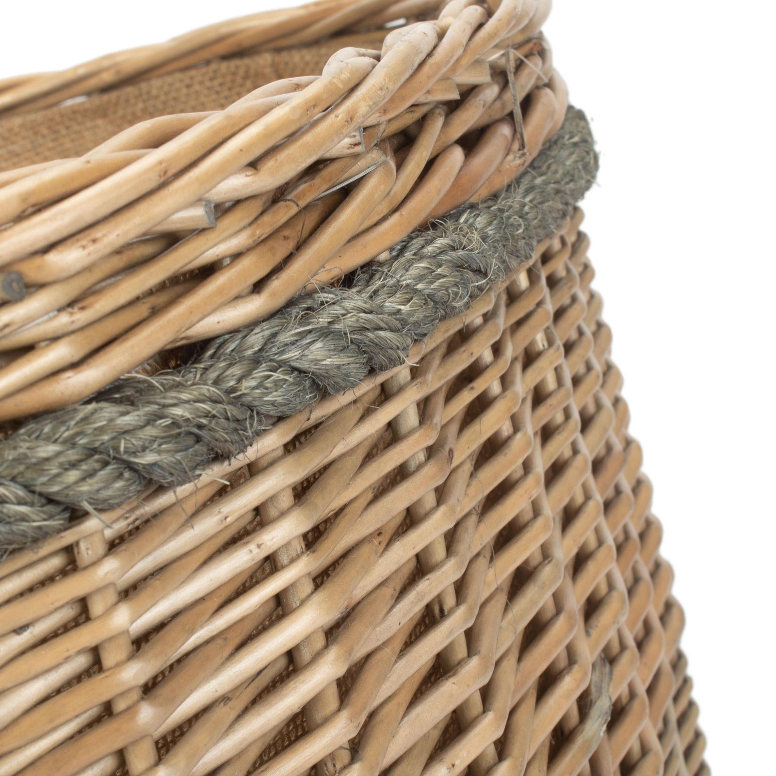 Wicker Oval Rope Handled Log Basket | Small | Brown