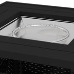 72.5cm Pe Rattan Fire Pit Table For Garden With Rain Cover | Black