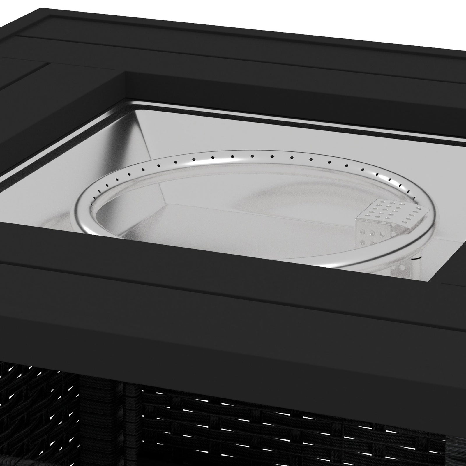 72.5cm Pe Rattan Fire Pit Table For Garden With Rain Cover | Black