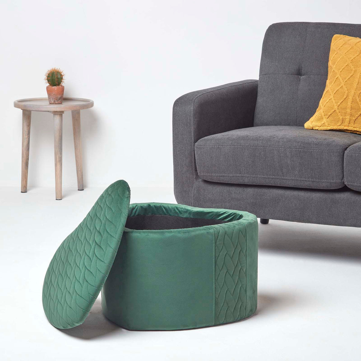 Arundel Heart-shaped Velvet Footstool With Storage | Green