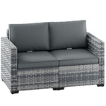 2 Seater Rattan Garden Sofa With Deep Seat, Wide Arms | Mixed Grey