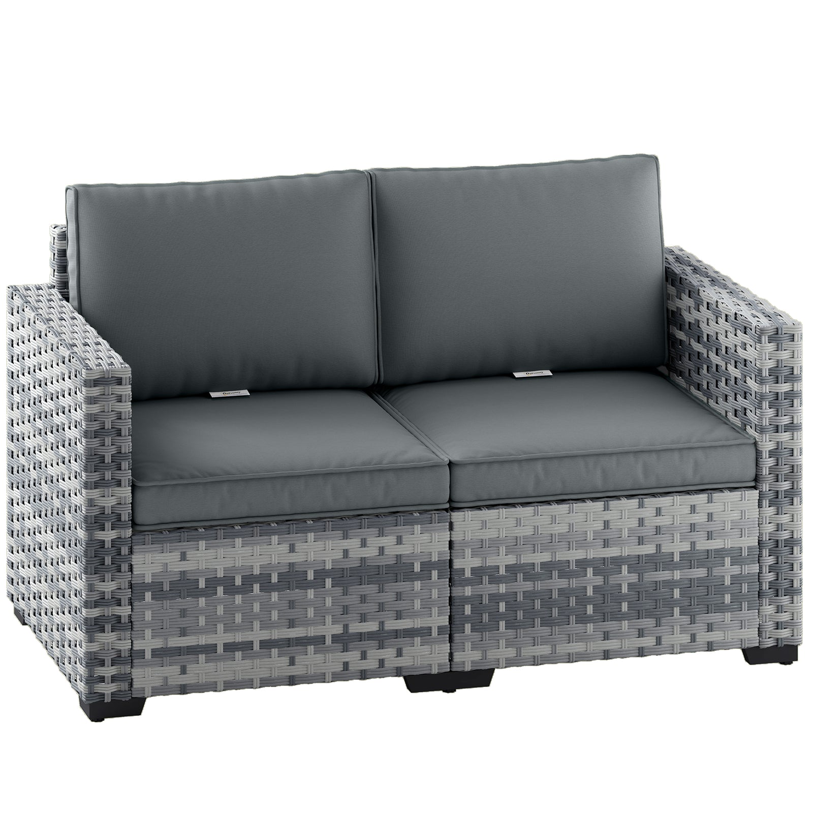 2 Seater Rattan Garden Sofa With Deep Seat, Wide Arms | Mixed Grey