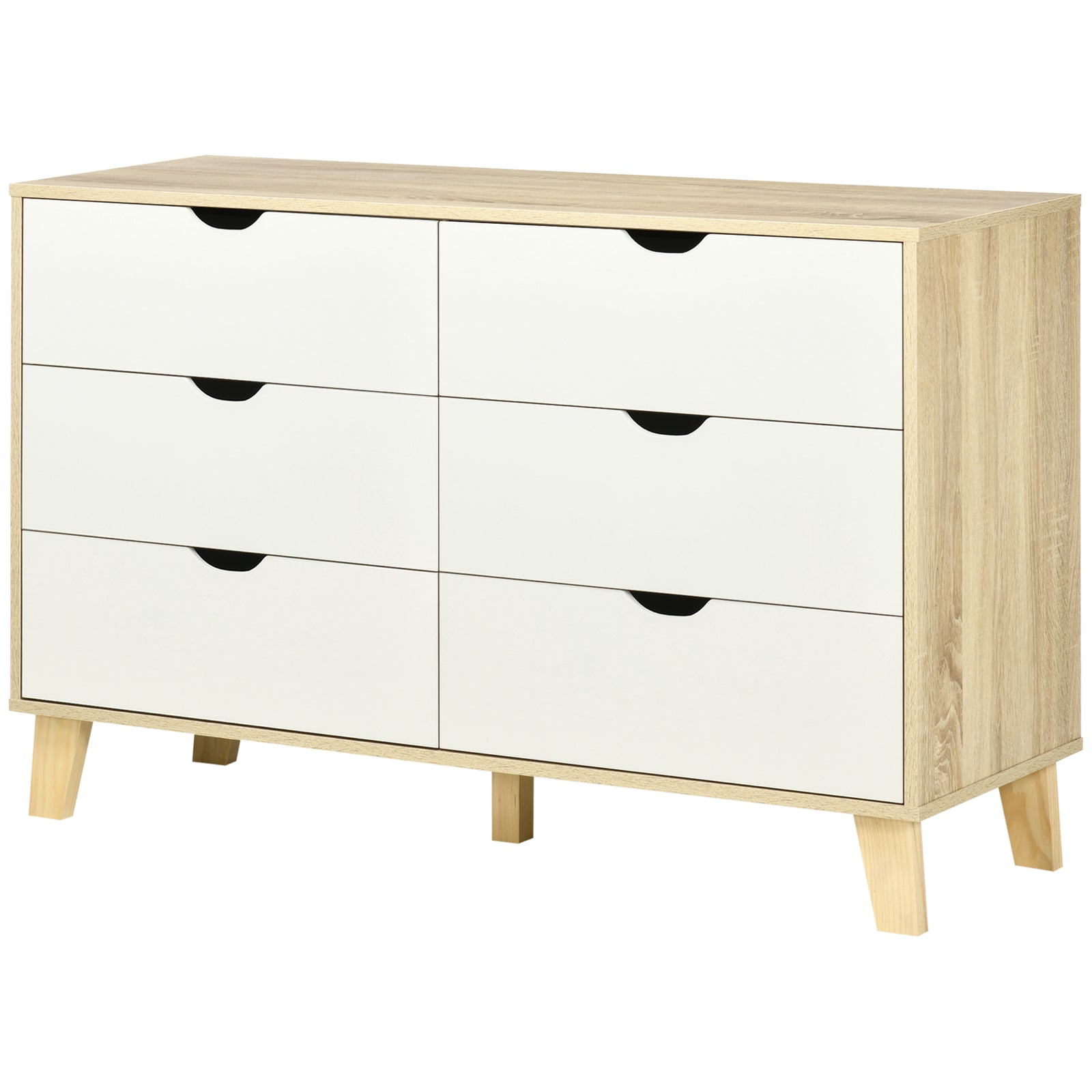 Chest Of Drawers, 6 Drawer Unit Storage Chest White Brown