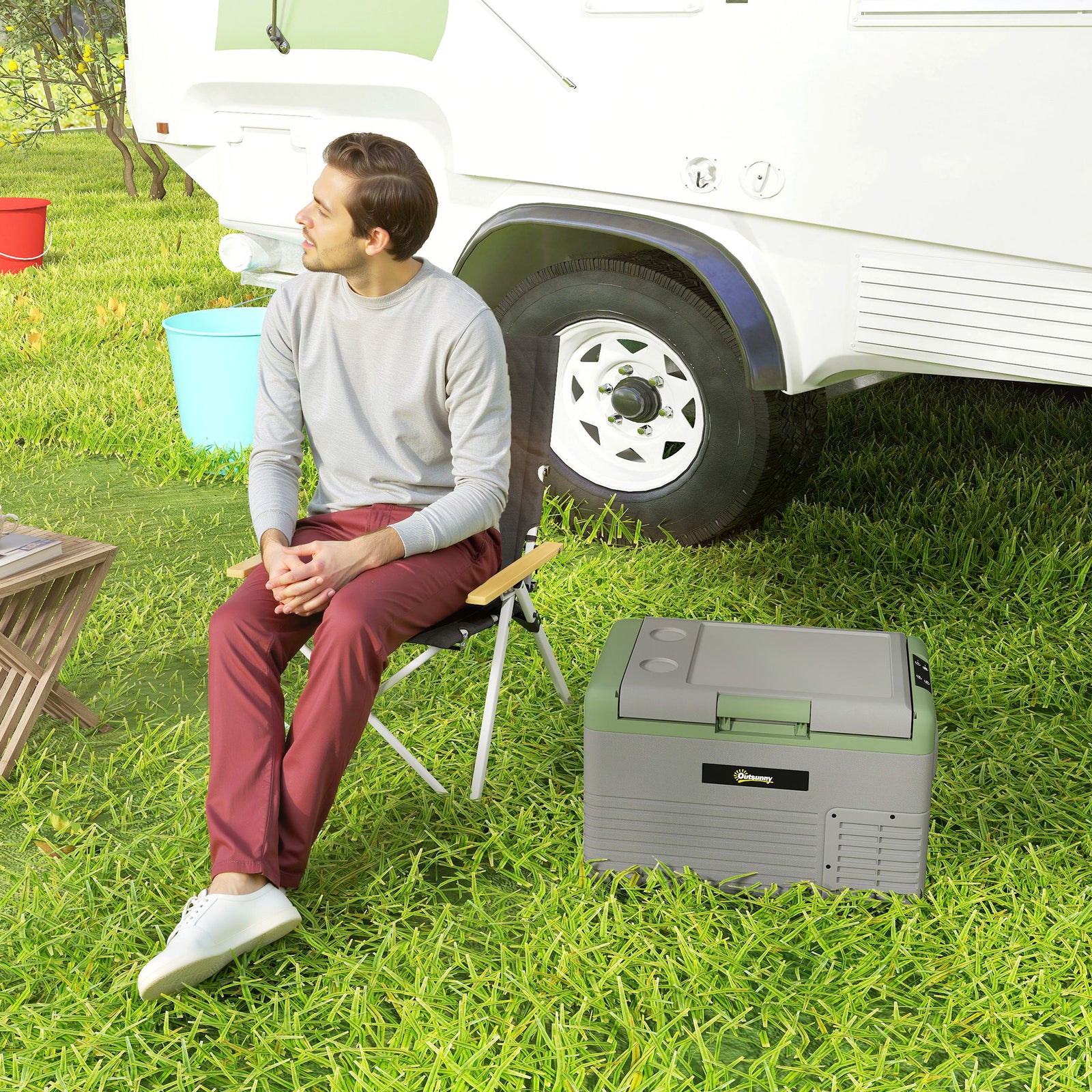 Car Refrigerator, Portable Compressor Car Fridge Freezer | Small | Light Green