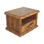 Bamboo Open Bedside In Amber Oak Finish, 1 Drawer, Brown