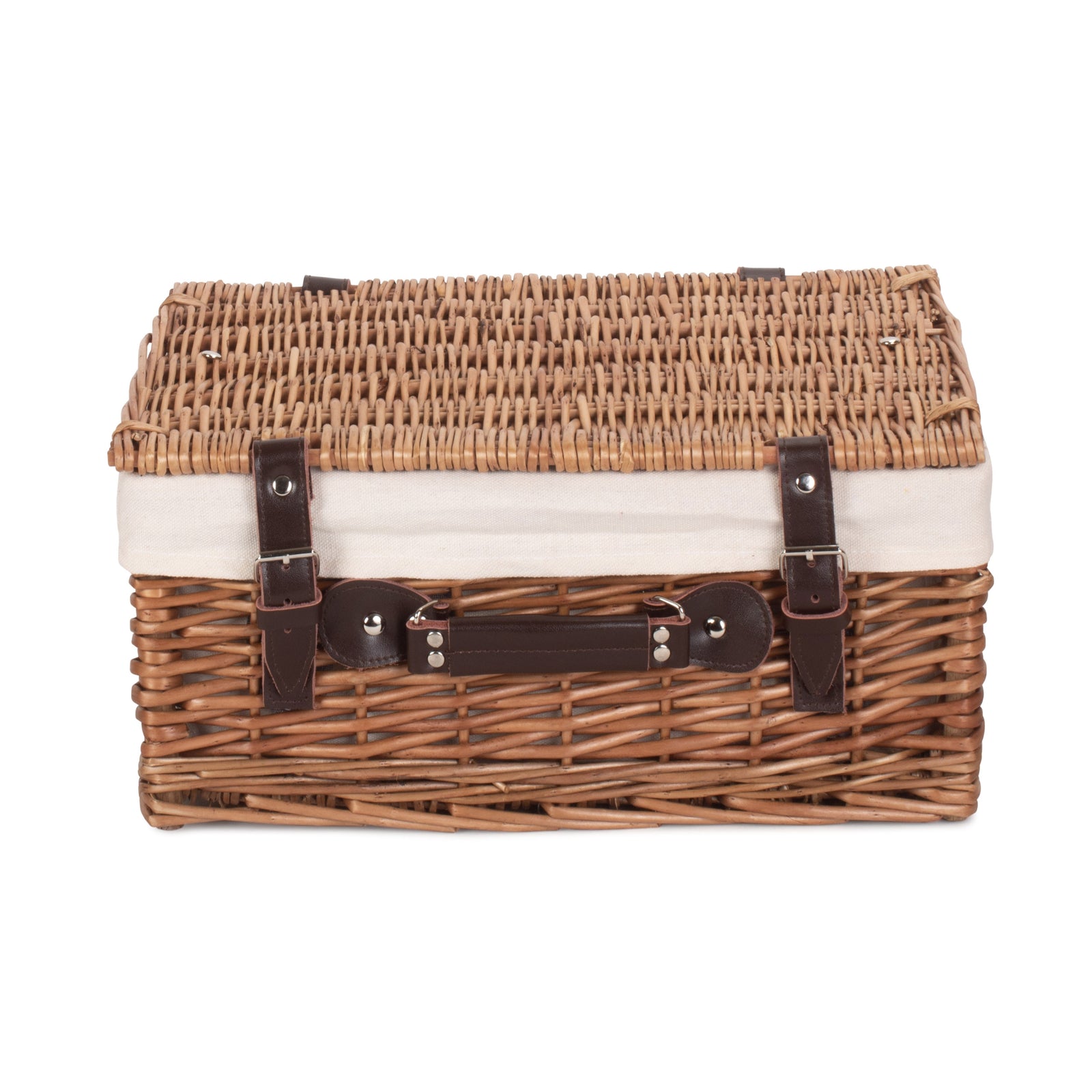 Wicker Double Steamed 40cm Picnic Basket | White