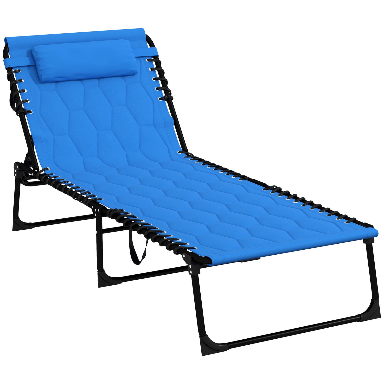 Foldable Sun Lounger W/ Reclining Back | Set-of-1 | Blue