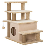 Dog Steps For Bed 4 Step Pet Stairs Cat House With Detachable Cover | Beige