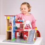 Wooden Park And Play Garage Playset, With Working Lift