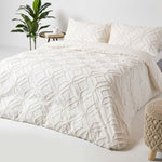 Diamond Cotton Tufted Duvet Cover Set | Double | White