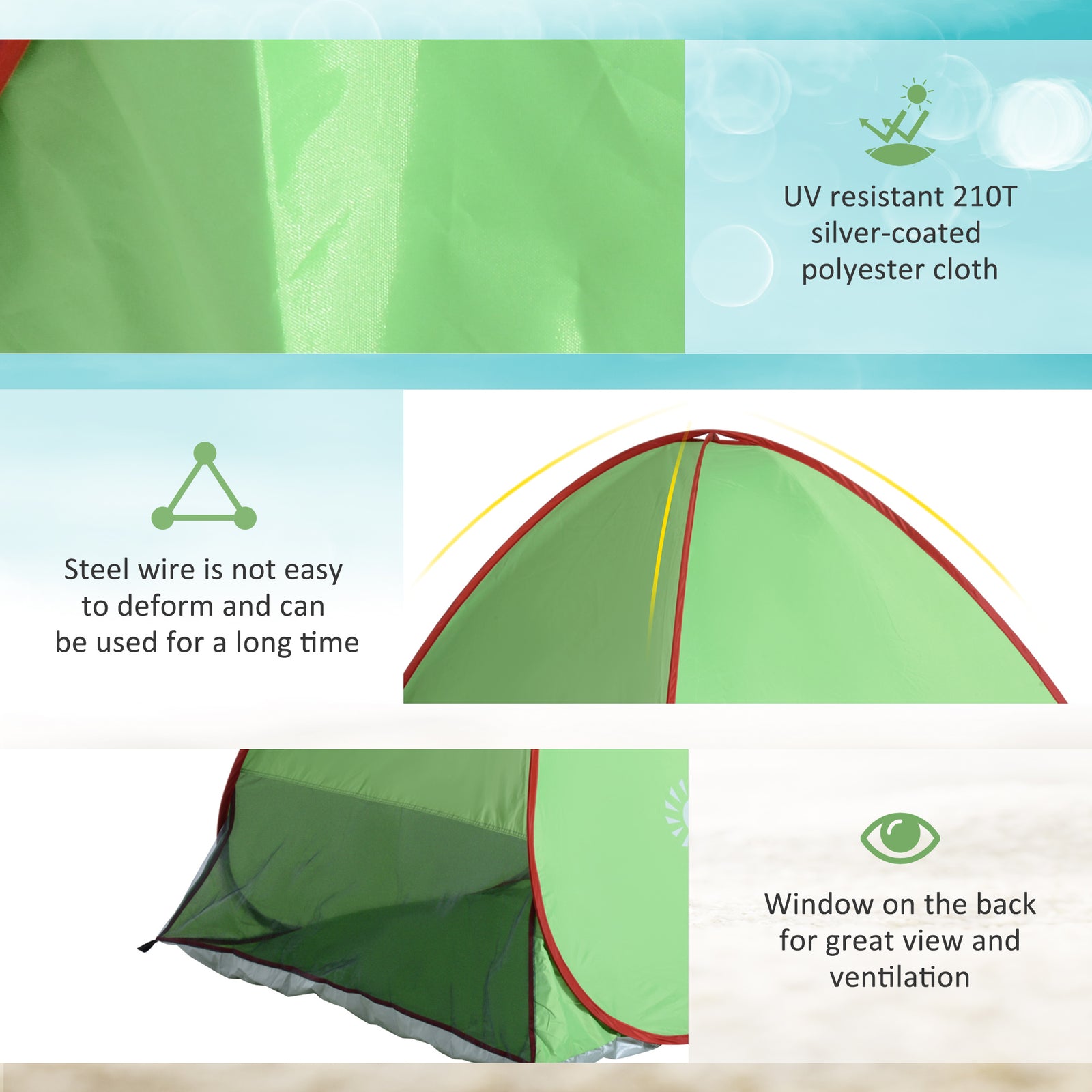 2-3 Person Pop Up Tent Camping Tent Sun Shade Shelter | Green