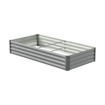Rectangular Garden Bed – Durable Steel Raised Planter With Safe Edges,180cm W X 90cm D X 30cm H, 2 Support Bars | Grey