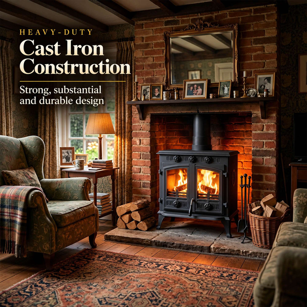 10kw Cast Iron Wood Burning Stove Multi-fuel Fireplace Ja006 Defra Approved