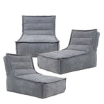 Otto Cord Lounger Set Of 3 Bean Bag Chair, Charcoal Grey