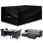 Rectangular Waterproof Garden Furniture Cover, Outdoor Patio Weatherproof Rattan Sofa Shield | 242 x 162 x 100cm | Black
