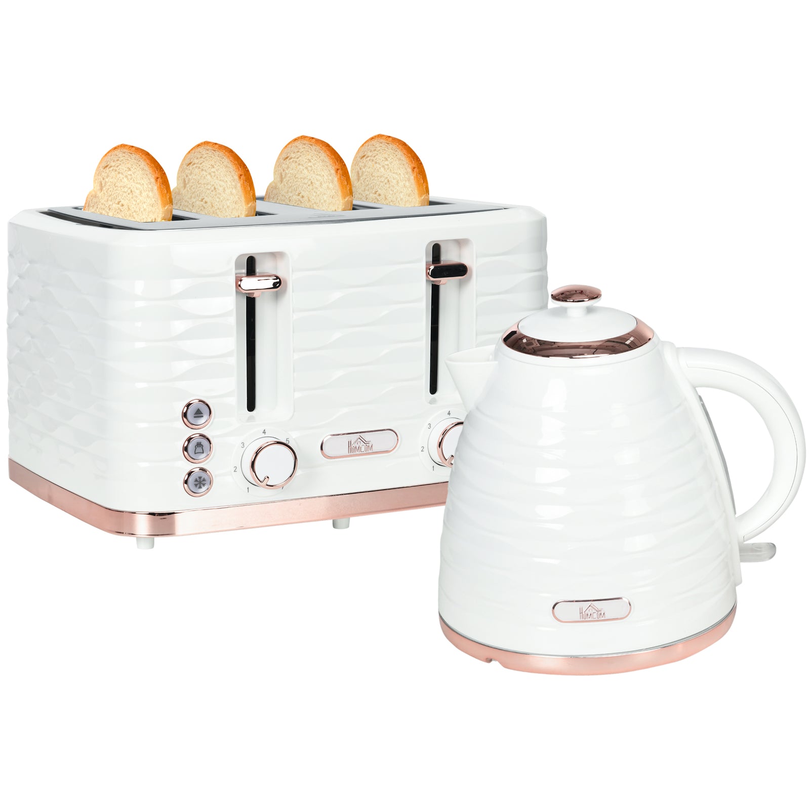 Kettle And Toaster Set 1.7l Boil Kettle And 4 Slice Toaster | One Size | Cream