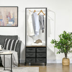 Hanging Clothes Rail Clothes Rack W/ 6 Fabric Drawers