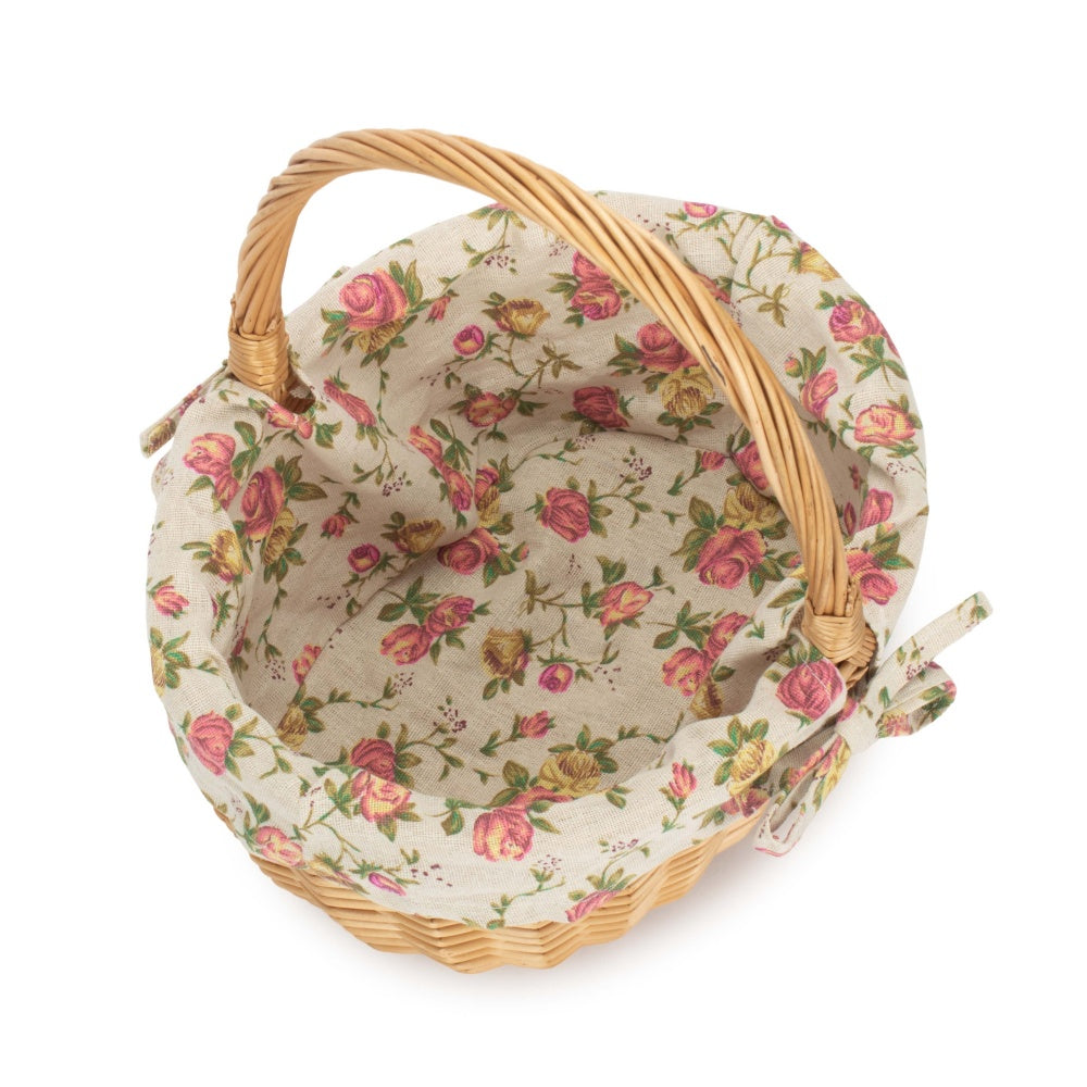 Wicker Shopping Basket Buff Willow Oval Shopper | Pink